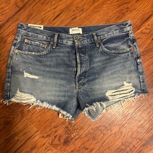 NWT AGOLDE Women's Distressed Denim Parker Shorts